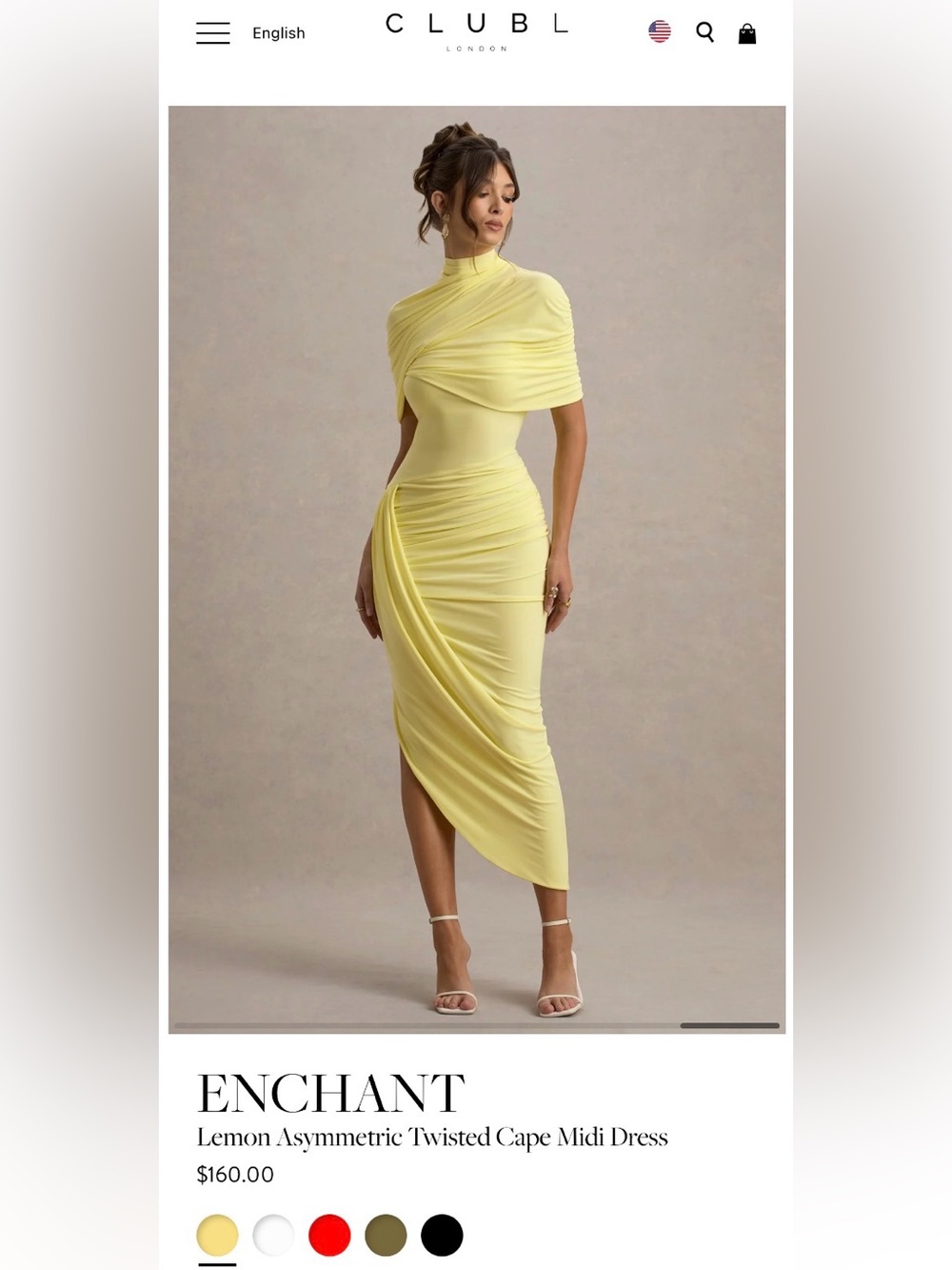Club London - ENCHANT - Asymmetric Twisted Cape Midi Dress - BRAND NEW WITH TAGS